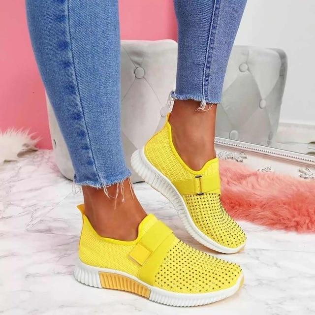Luna | Damen Slip-On Sneaker Klettverschluss Strick Turnschuhe