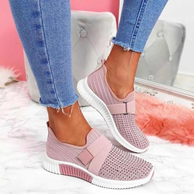 Luna | Damen Slip-On Sneaker Klettverschluss Strick Turnschuhe