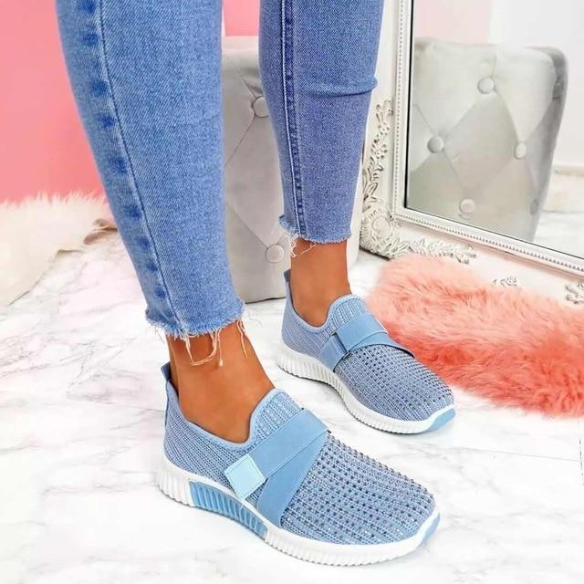 Luna | Damen Slip-On Sneaker Klettverschluss Strick Turnschuhe