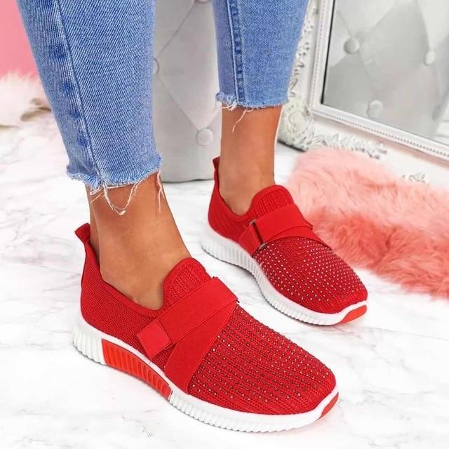 Luna | Damen Slip-On Sneaker Klettverschluss Strick Turnschuhe