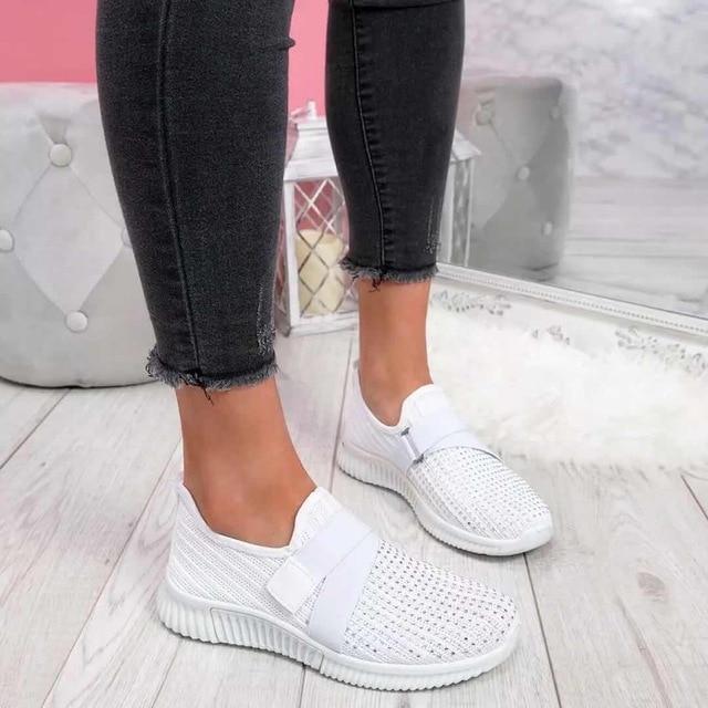 Luna | Damen Slip-On Sneaker Klettverschluss Strick Turnschuhe