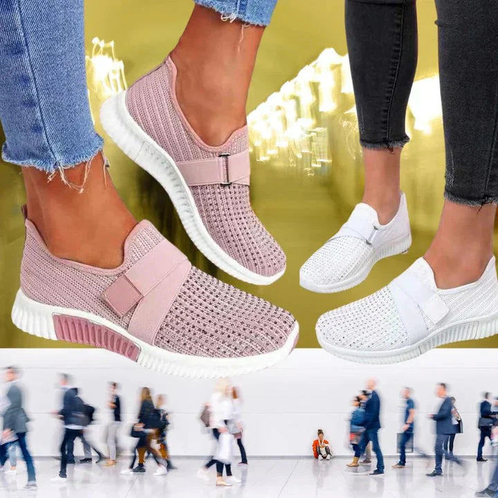 Luna | Damen Slip-On Sneaker Klettverschluss Strick Turnschuhe