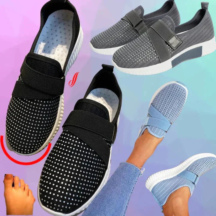 Luna | Damen Slip-On Sneaker Klettverschluss Strick Turnschuhe