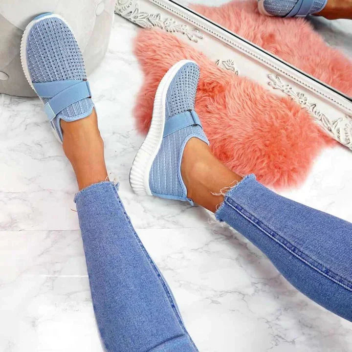 Luna | Damen Slip-On Sneaker Klettverschluss Strick Turnschuhe