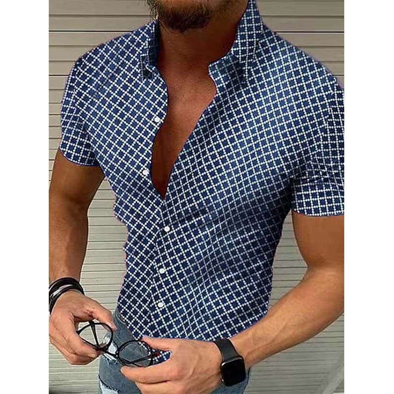 Loro | Herren Kurzarmhemd Slim Fit Karomuster Rot Sommer