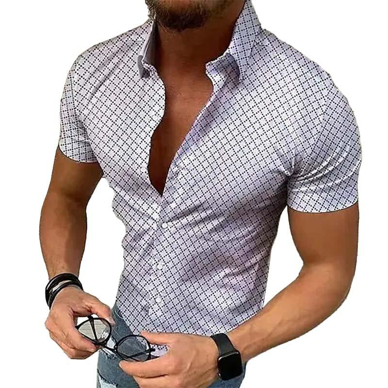 Loro | Herren Kurzarmhemd Slim Fit Karomuster Rot Sommer