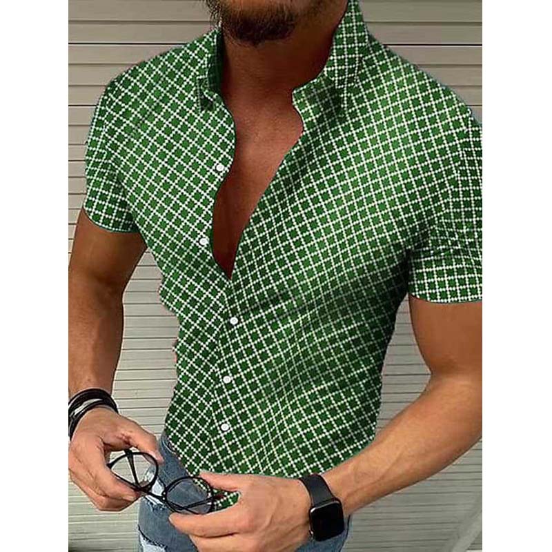 Loro | Herren Kurzarmhemd Slim Fit Karomuster Rot Sommer