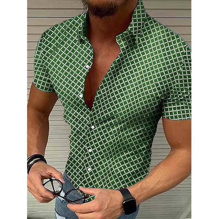 Loro | Herren Kurzarmhemd Slim Fit Karomuster Rot Sommer