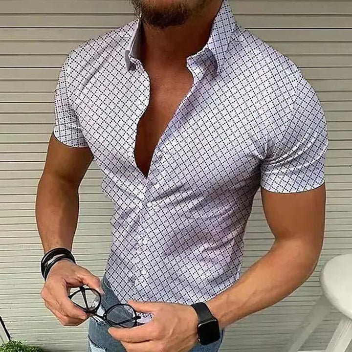 Loro | Herren Kurzarmhemd Slim Fit Karomuster Rot Sommer