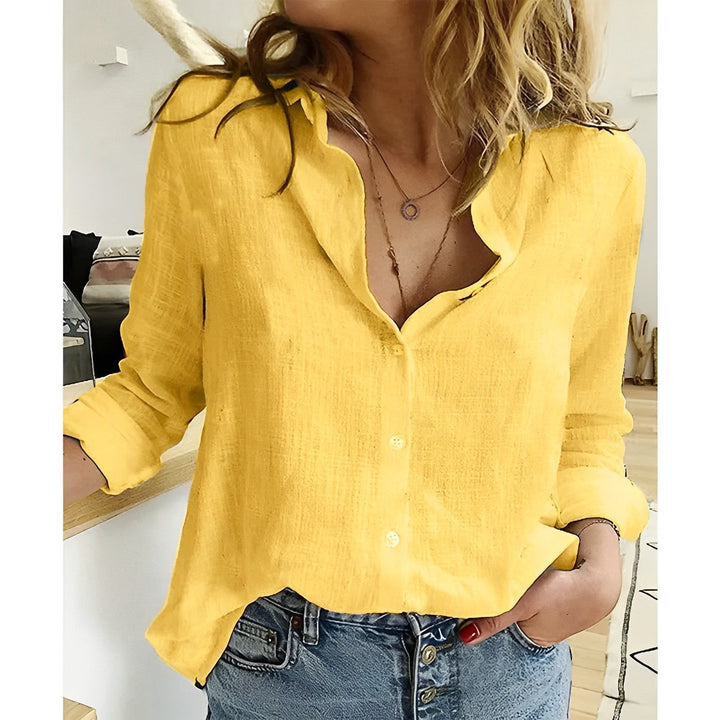 Nola | Damen bluse Langarm Hemdkragen Button-Down
