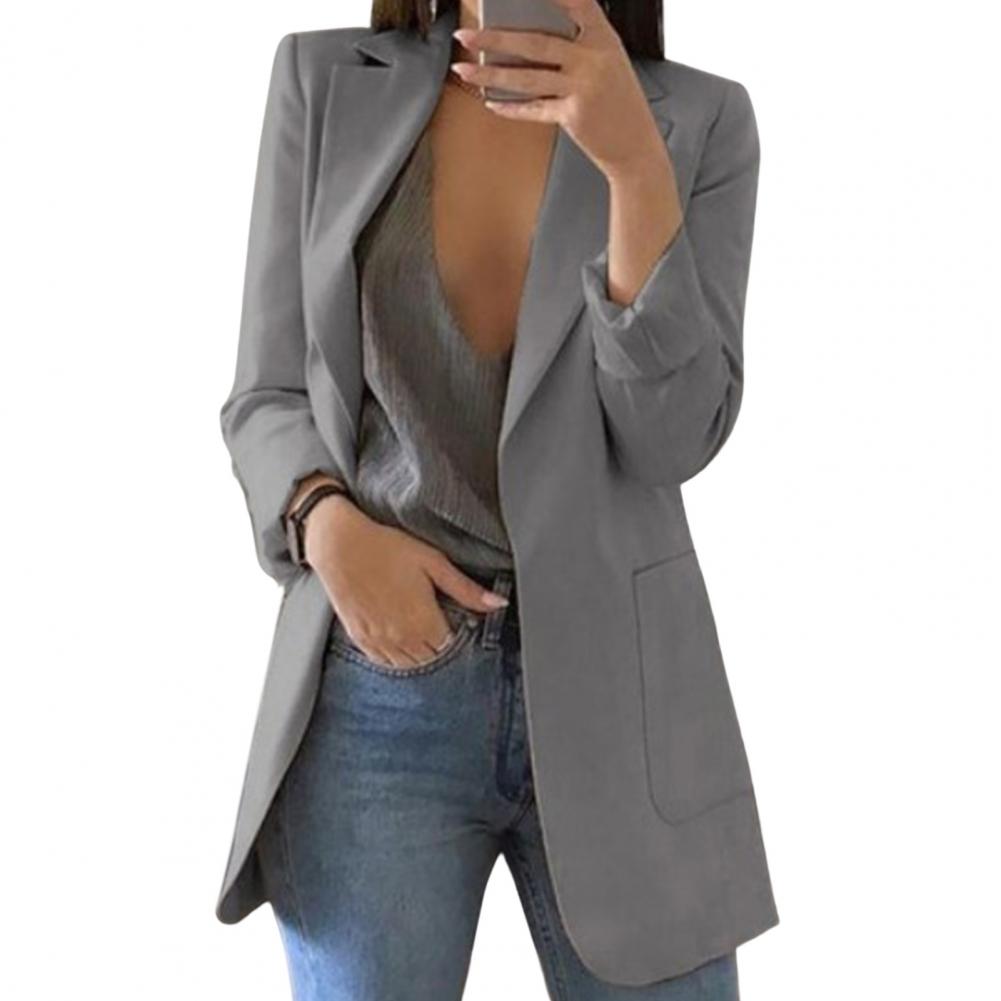 Luna | Damen Langer Blazer Open Front Longblazer Elegant