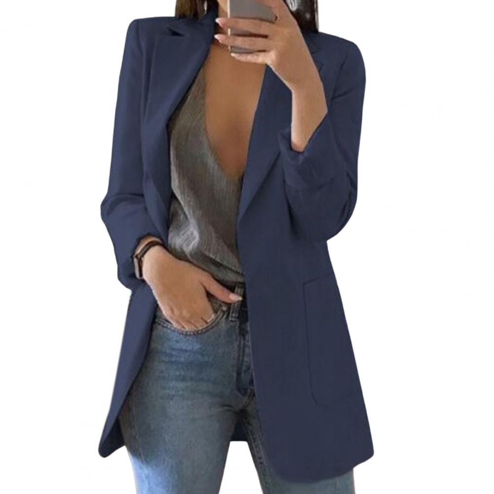 Luna | Damen Langer Blazer Open Front Longblazer Elegant