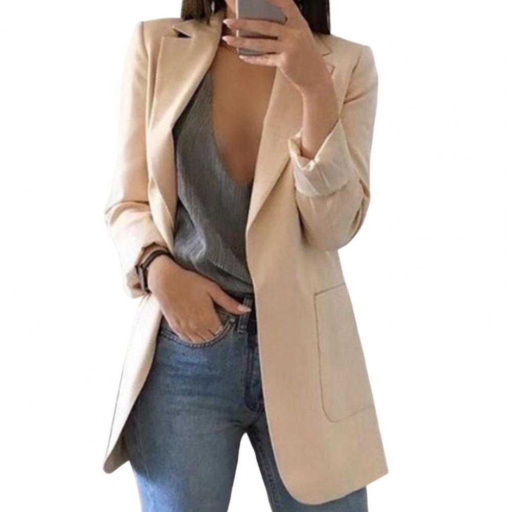 Luna | Damen Langer Blazer Open Front Longblazer Elegant
