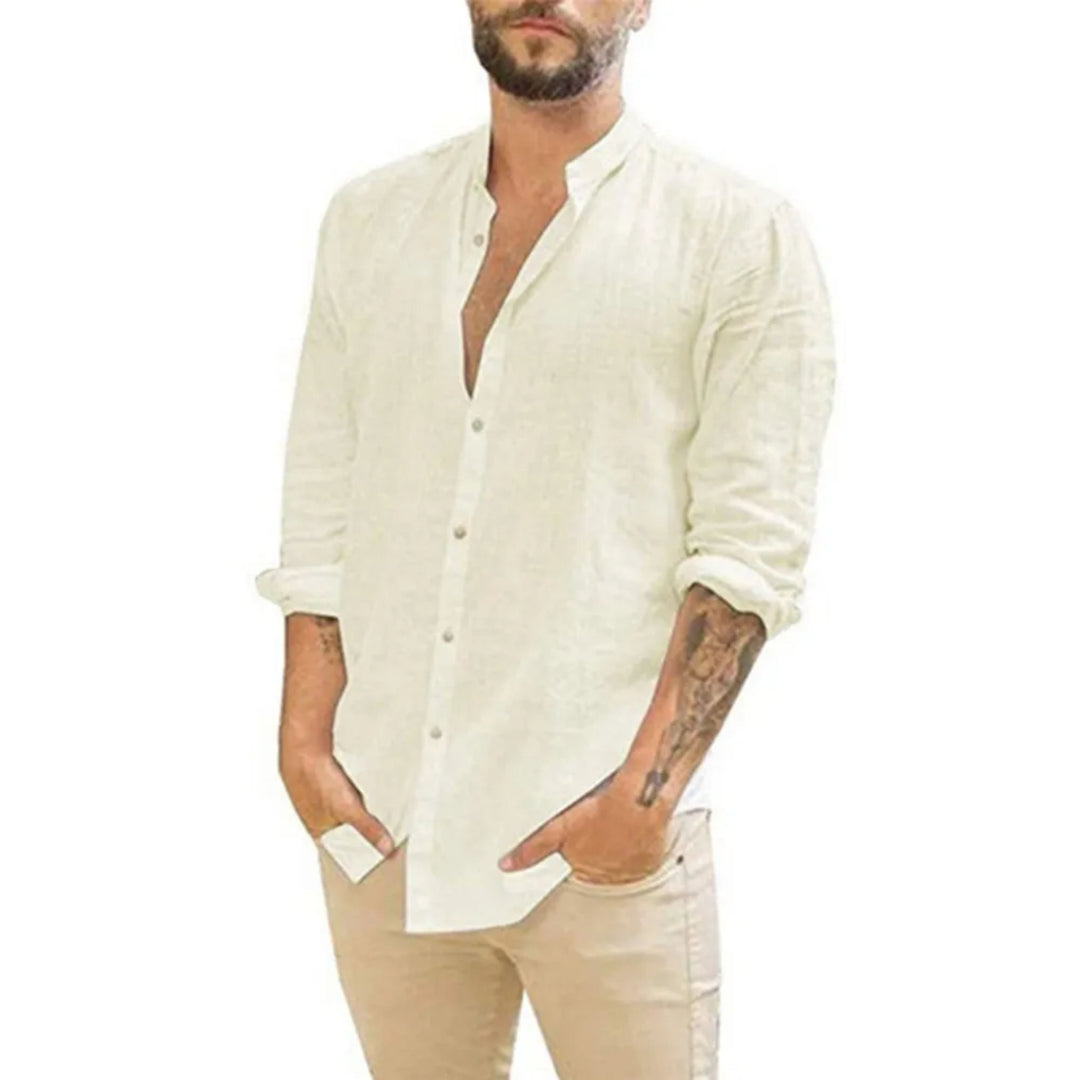 Rafael | Herren hemd Stehkragen Langarm Sommer