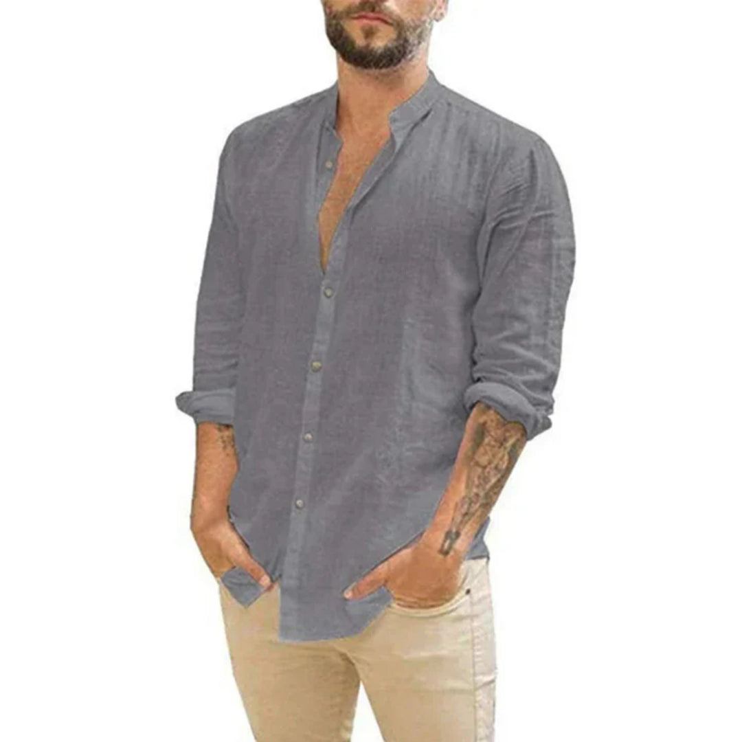 Rafael | Herren hemd Stehkragen Langarm Sommer
