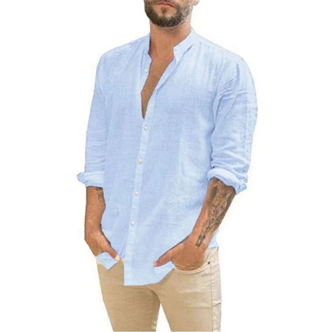 Rafael | Herren hemd Stehkragen Langarm Sommer