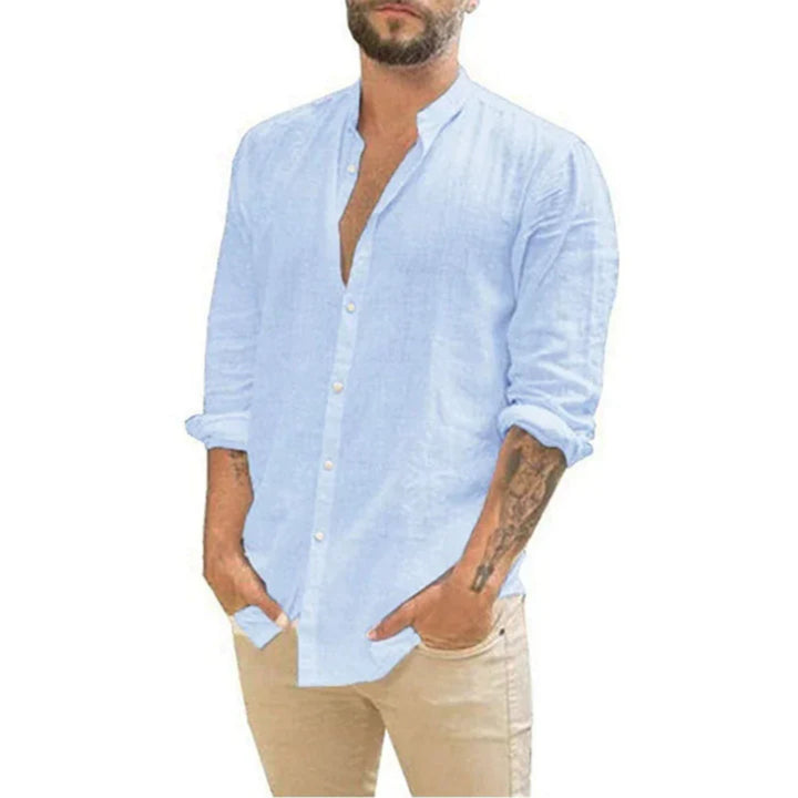 Rafael | Herren hemd Stehkragen Langarm Sommer