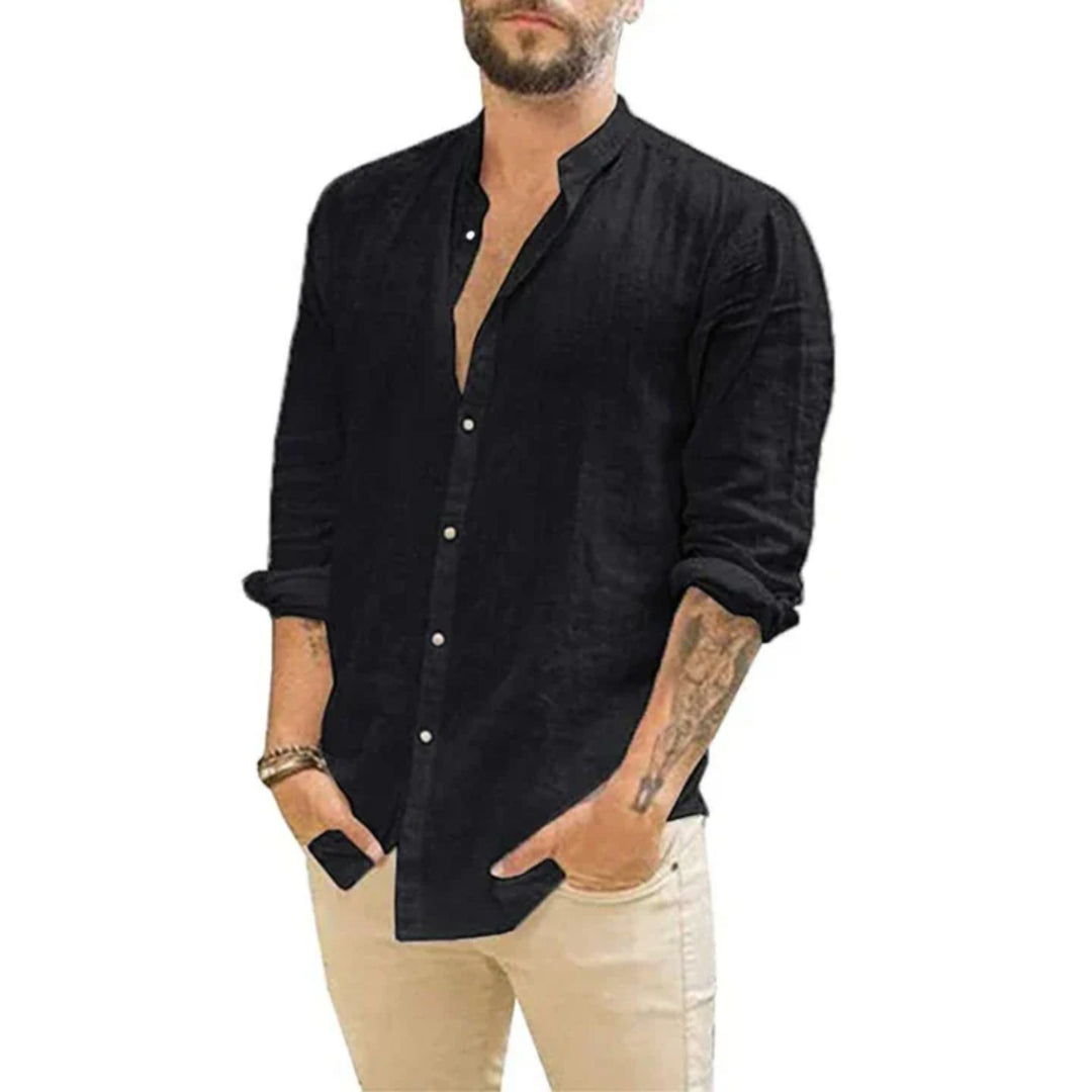 Rafael | Herren hemd Stehkragen Langarm Sommer