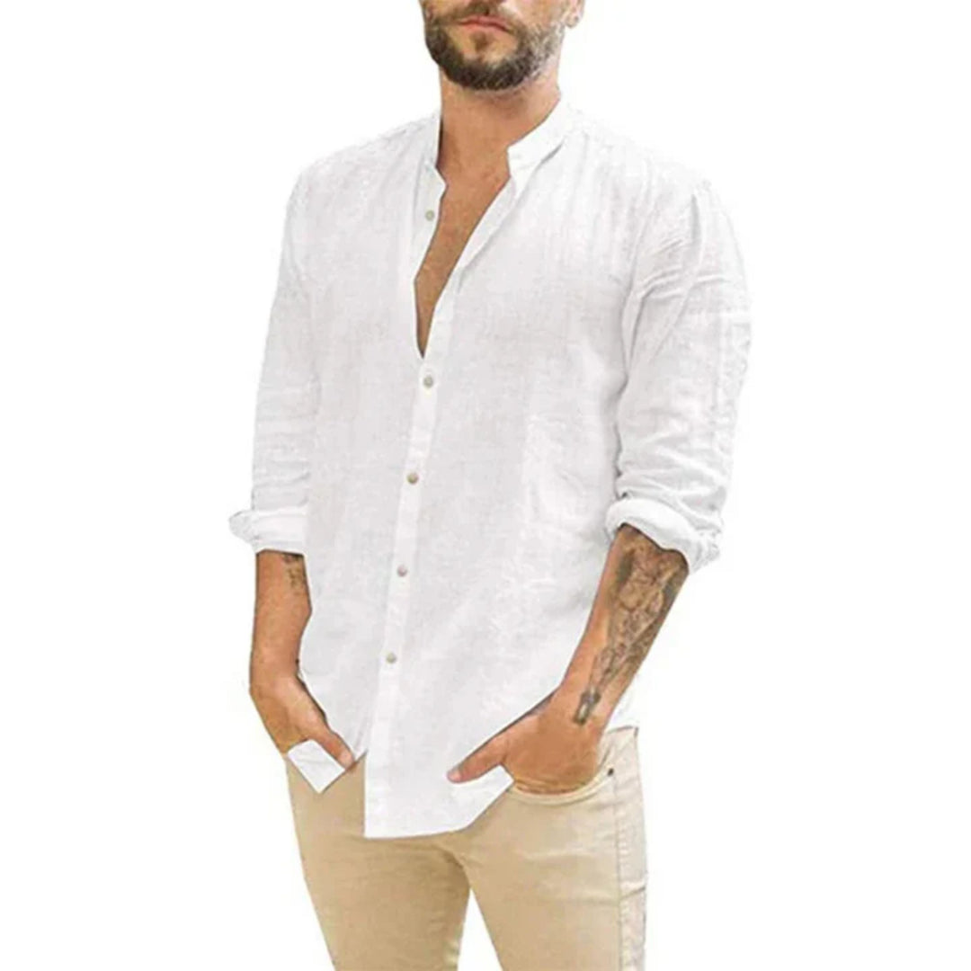 Rafael | Herren hemd Stehkragen Langarm Sommer