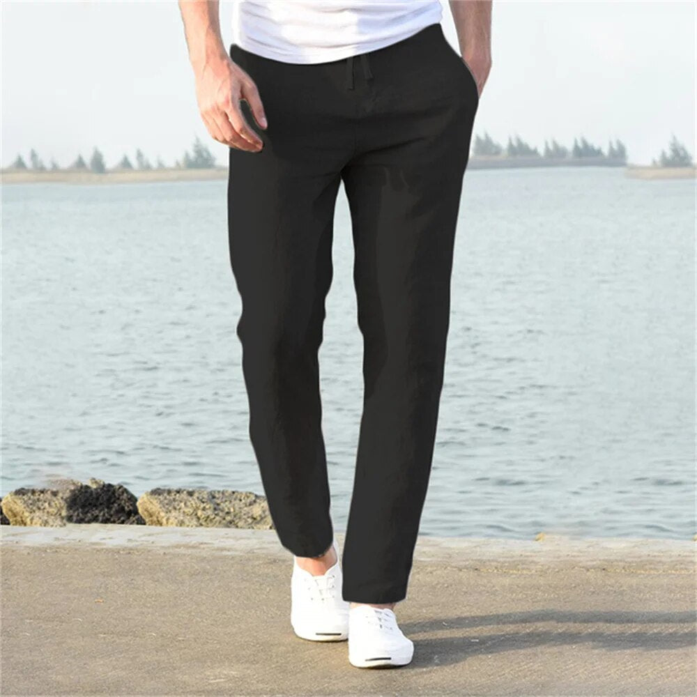 Jonas | Herren Leinenhose Gerades Bein Kordelzug Sommer