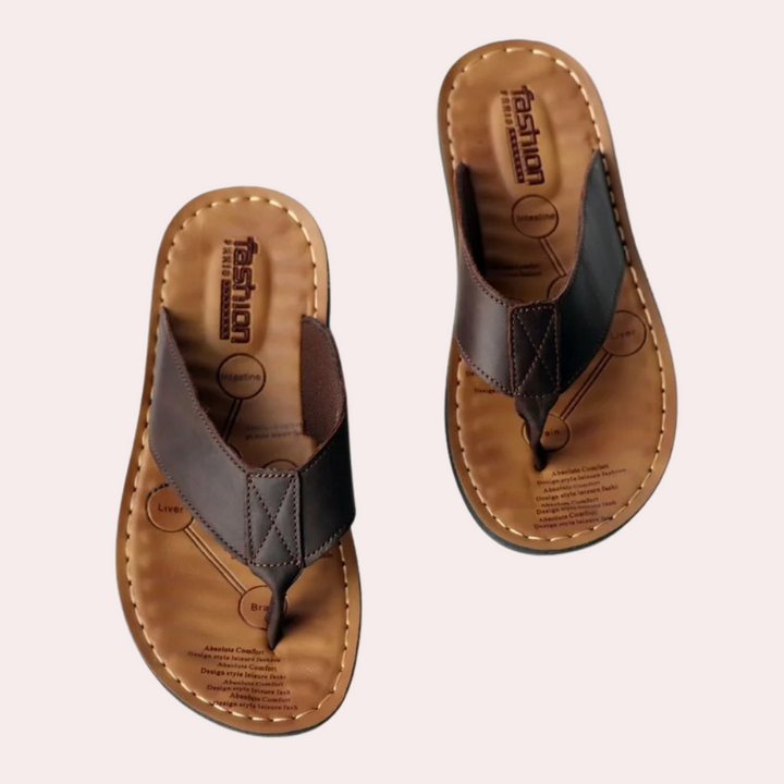 Björn | Herren Leder Zehensteg Sandalen Flip Flops Sommer