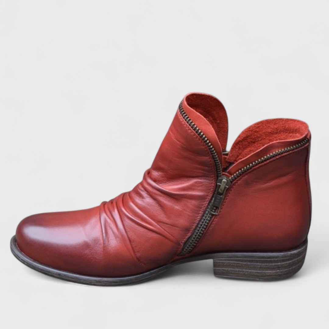 Viol | Damen Lederstiefeletten Reißverschluss Ankle Boot
