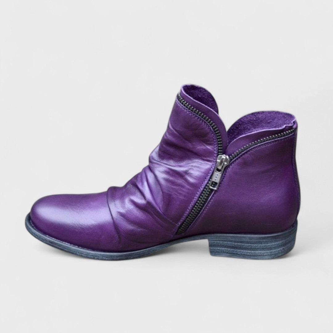 Viol | Damen Lederstiefeletten Reißverschluss Ankle Boot