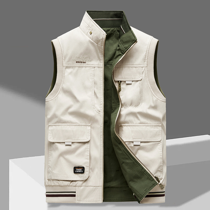 Bram | Herren Weste Multi-Pocket Stehkragen Wendbar