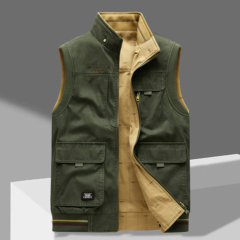 Bram | Herren Weste Multi-Pocket Stehkragen Wendbar