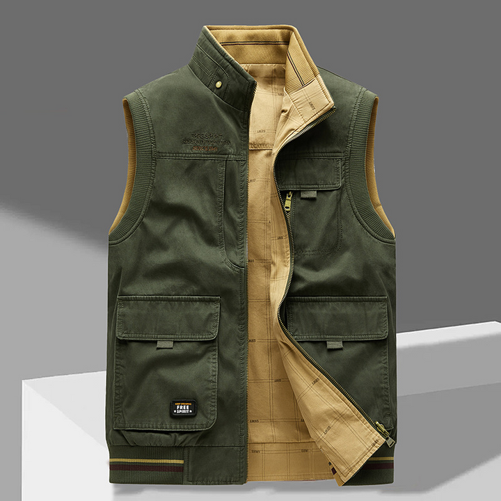 Bram | Herren Weste Multi-Pocket Stehkragen Wendbar