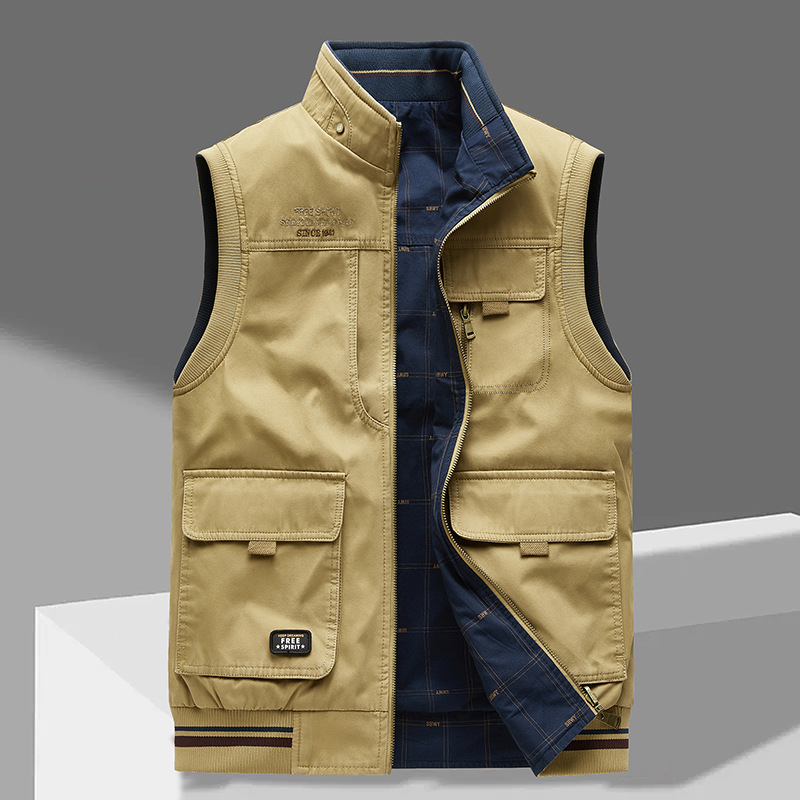 Bram | Herren Weste Multi-Pocket Stehkragen Wendbar