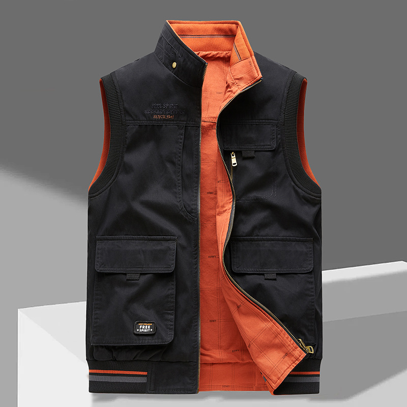 Bram | Herren Weste Multi-Pocket Stehkragen Wendbar