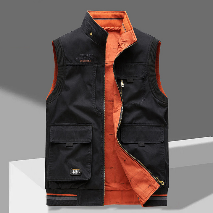 Bram | Herren Weste Multi-Pocket Stehkragen Wendbar