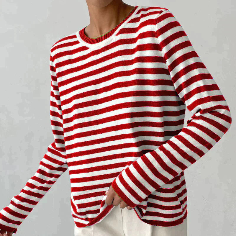 Kerza | Damen Gestreifter pullover Langarm Rundhals