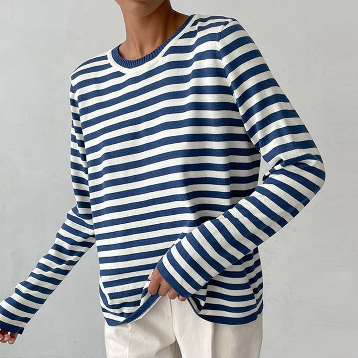 Kerza | Damen Gestreifter pullover Langarm Rundhals