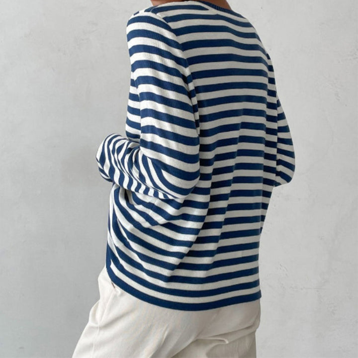 Kerza | Damen Gestreifter pullover Langarm Rundhals