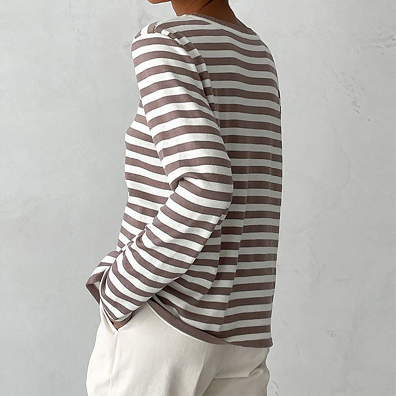 Kerza | Damen Gestreifter pullover Langarm Rundhals