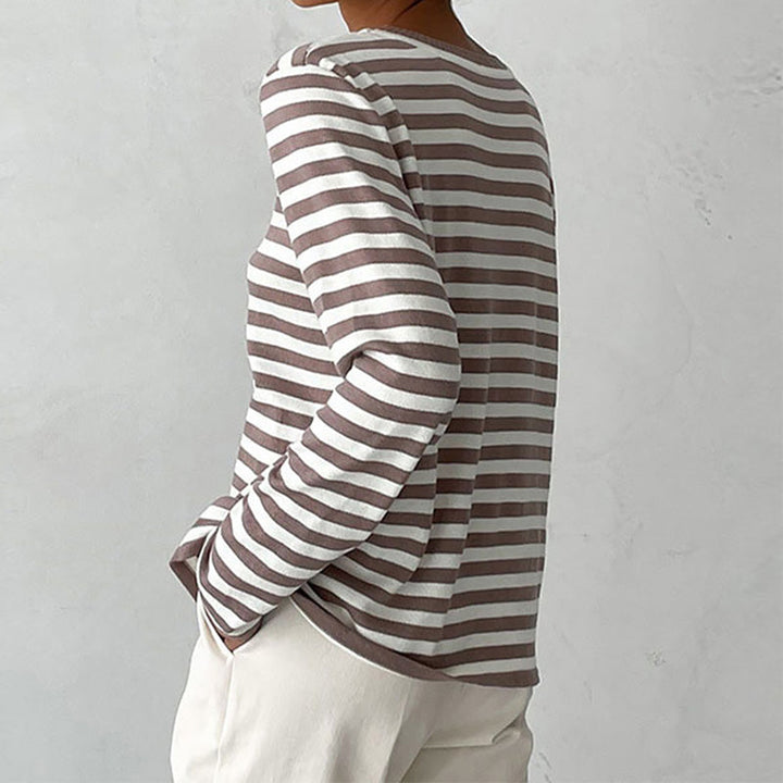 Kerza | Damen Gestreifter pullover Langarm Rundhals