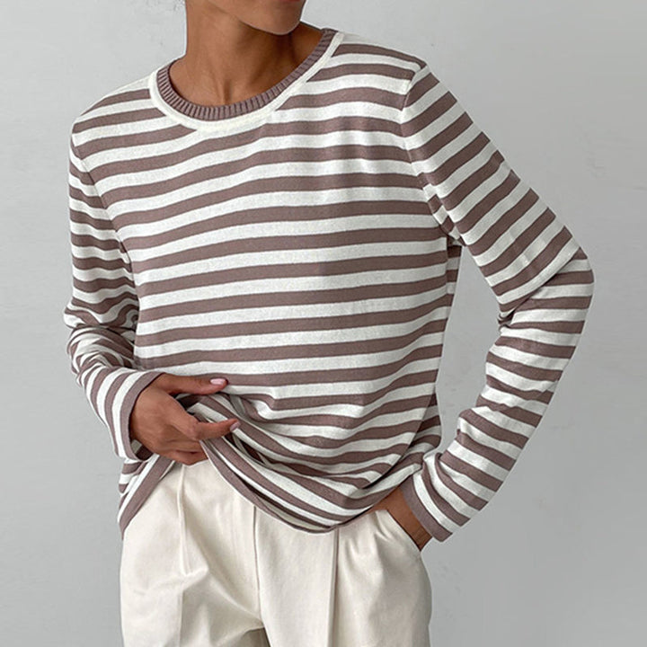 Kerza | Damen Gestreifter pullover Langarm Rundhals