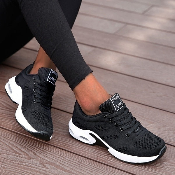Jane | Damen Mesh Sneaker Luftpolstersohle Schnürer Sport