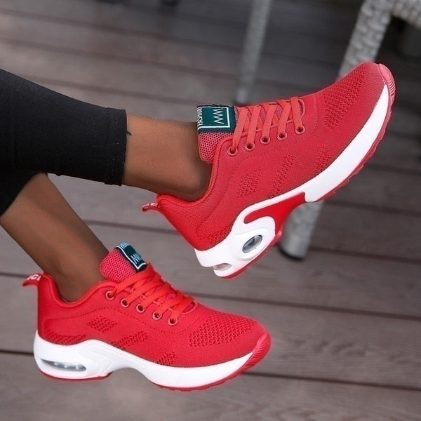Jane | Damen Mesh Sneaker Luftpolstersohle Schnürer Sport