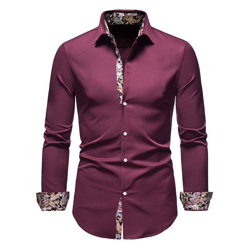 Eduardo | Herren Slim Fit Hemd mit Paisley-Kontrast