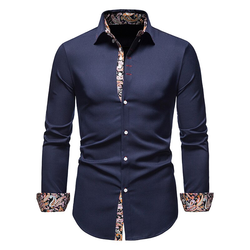 Eduardo | Herren Slim Fit Hemd mit Paisley-Kontrast