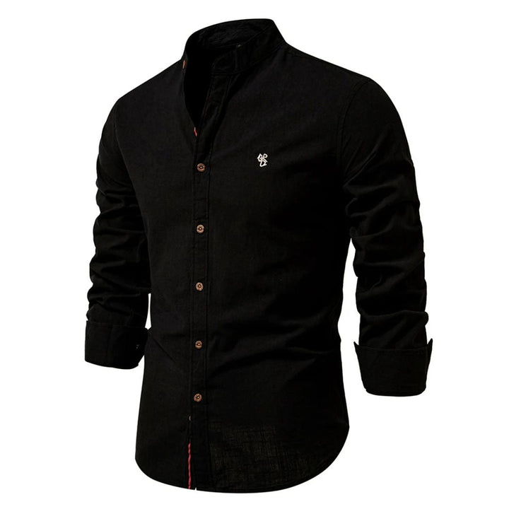 Julian | Herren Stehkragen Hemd Langarm Slim Fit Freizeithemd