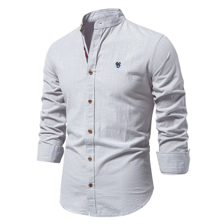 Julian | Herren Stehkragen Hemd Langarm Slim Fit Freizeithemd