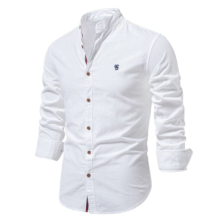 Julian | Herren Stehkragen Hemd Langarm Slim Fit Freizeithemd