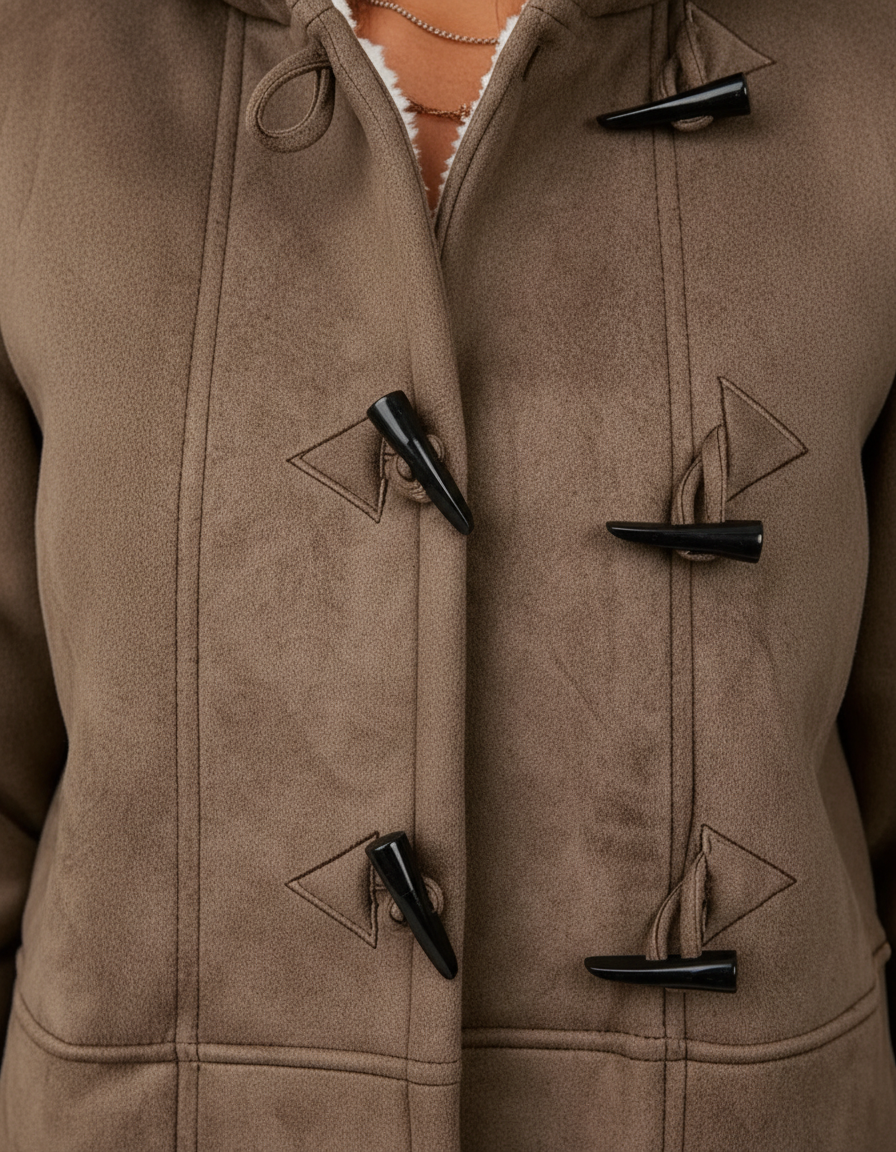 Mila Damen Herbstjacke – Detailansicht der Knebelverschlüsse an der Vorderseite