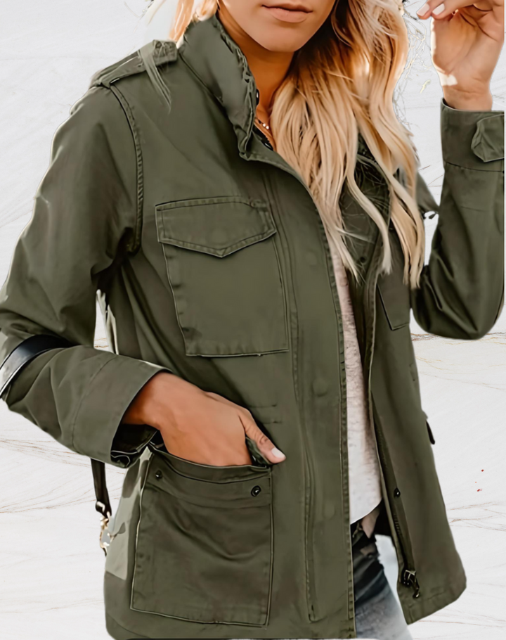 Olifa | Damen Utility Jacke mit Taschen Übergangsjacke