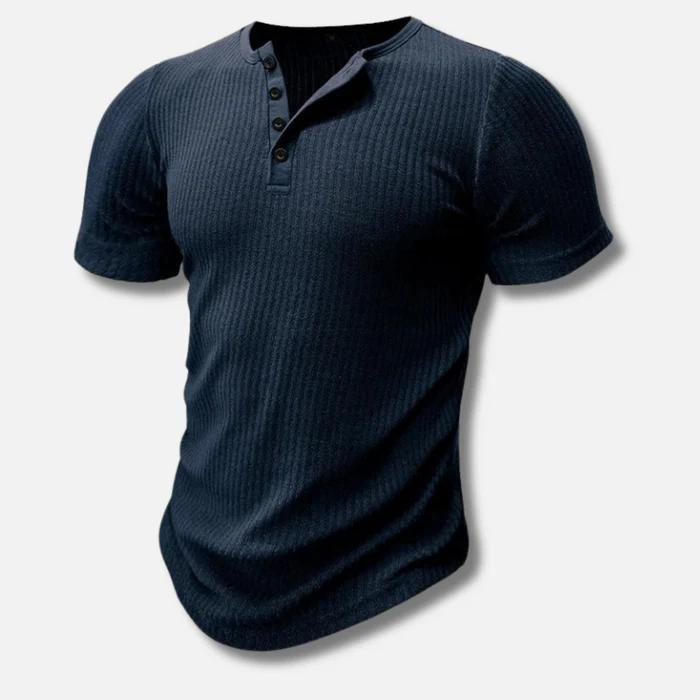 Dean | Herren Henley Shirt Kurzarm Slim Fit Strukturiert Sommer