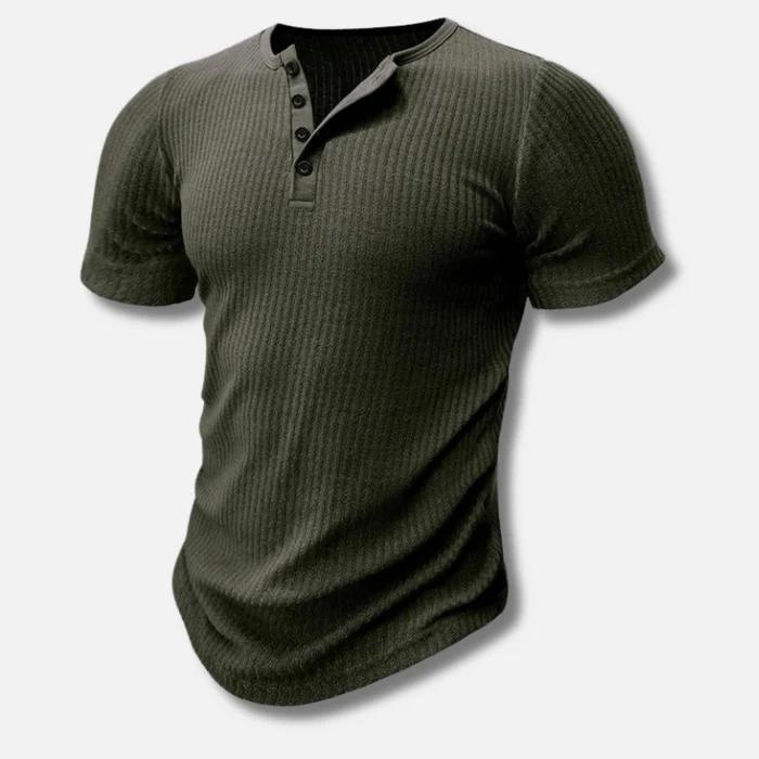 Dean | Herren Henley Shirt Kurzarm Slim Fit Strukturiert Sommer